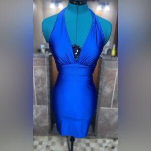 Halter Neck Royal Blue Dress